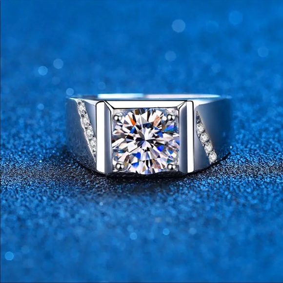 New mens Silver flashy bling hip hopring